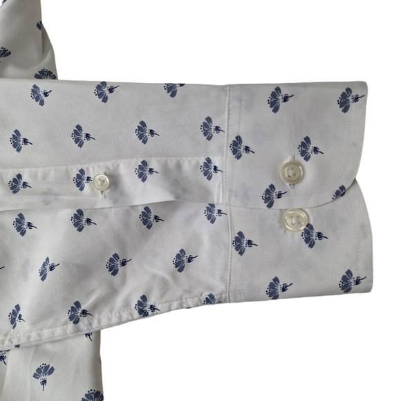 Bonobos Men Medium  Slim Fit White Blue Print Long Sleeve Button‎ Down Shirt - Picture 5 of 10